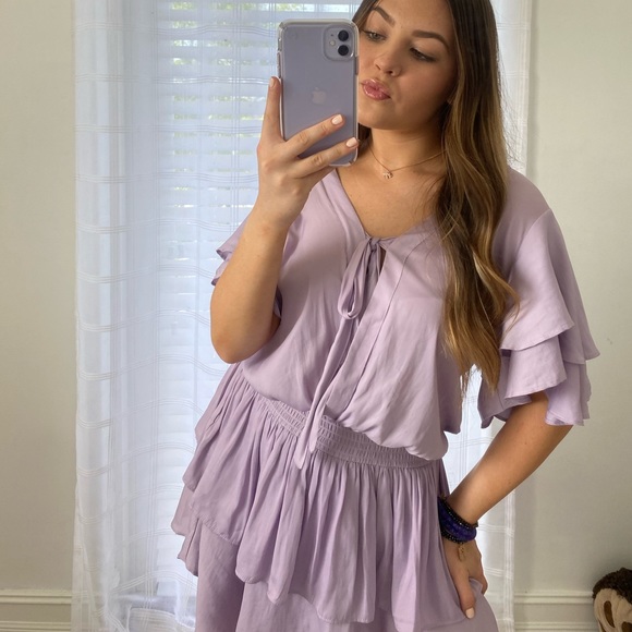 Atikshop Flowy Lilac Mini Day Dress - Picture 1 of 5